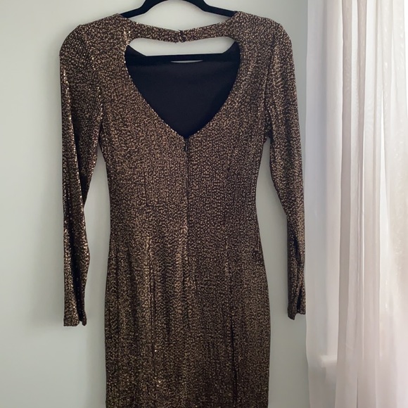 Guess Gold Sequin Long Sleeve Mini Dress - Picture 4 of 11